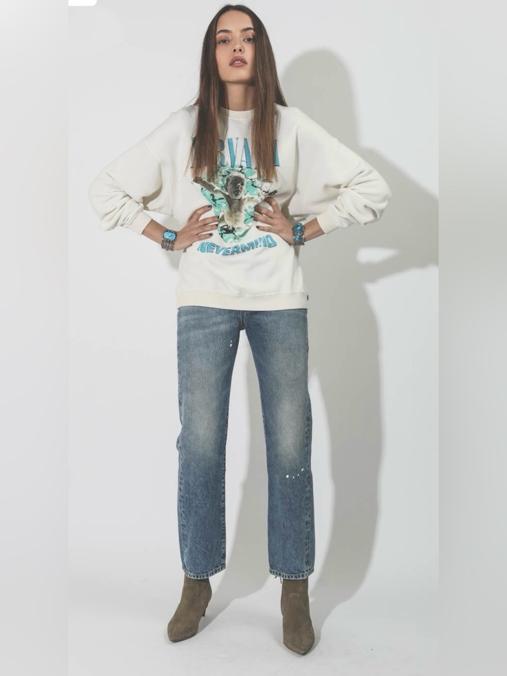 R13 Courtney slim in Casper Jean